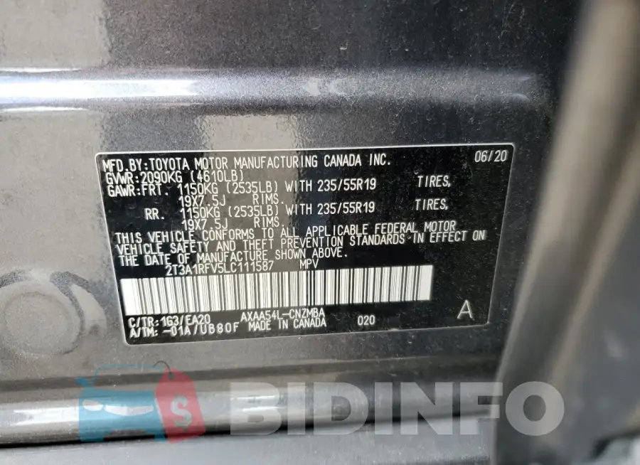 2T3A1RFV5LC111587 Photo# 13