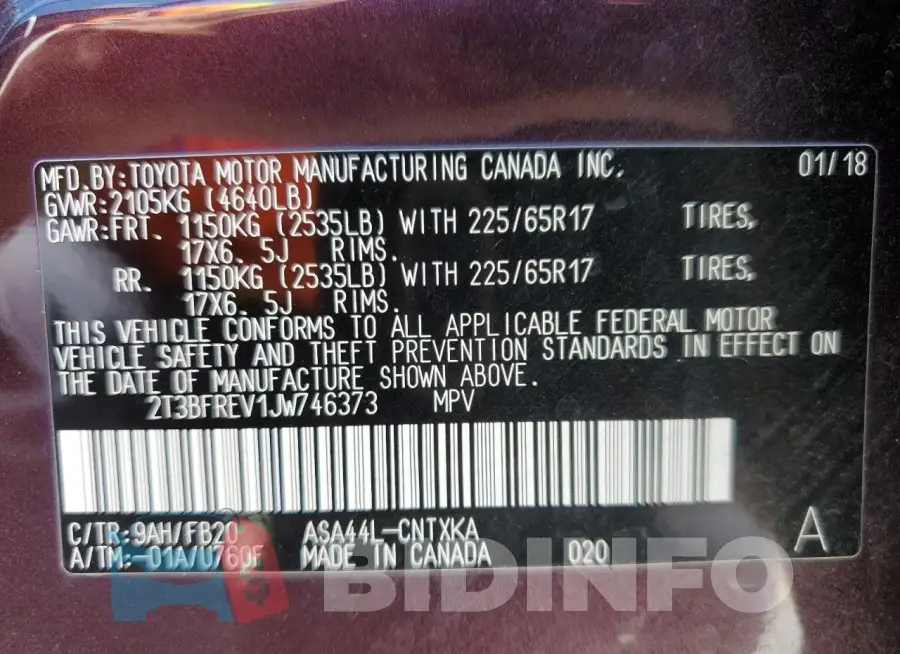 2T3BFREV1JW746373 Photo# 12