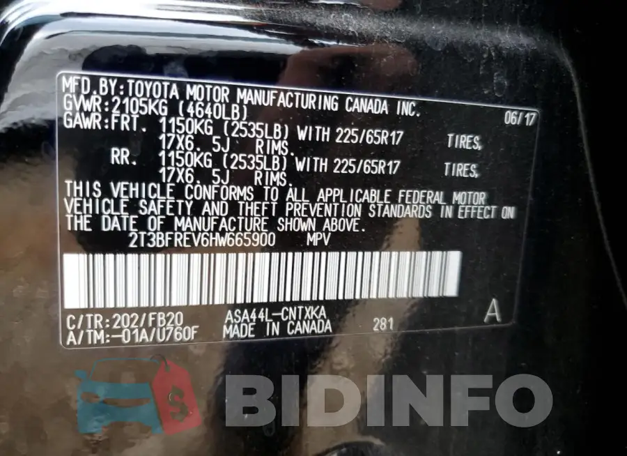 2T3BFREV6HW665900 Photo# 14