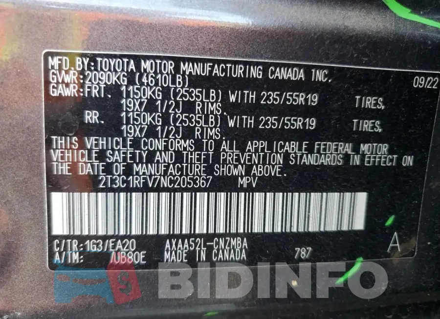 2T3C1RFV7NC205367 Photo# 12