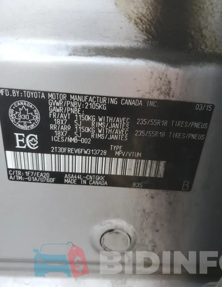 2T3DFREV6FW313728 Photo# 13