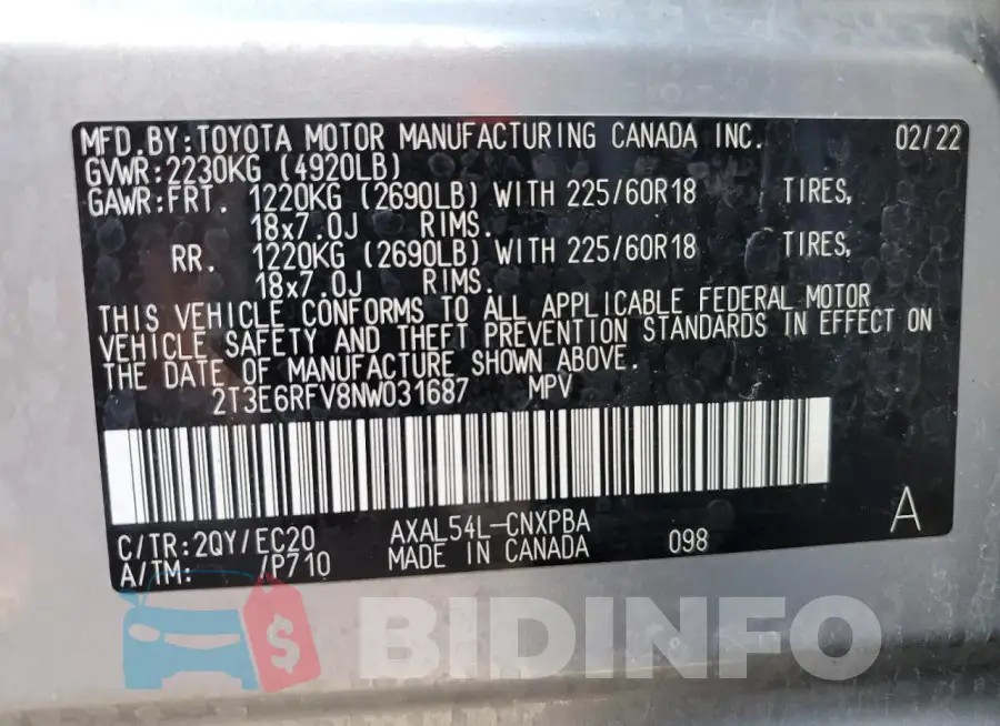 2T3E6RFV8NW031687 Photo# 14