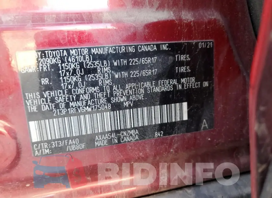 2T3P1RFV6MW175048 Photo# 14