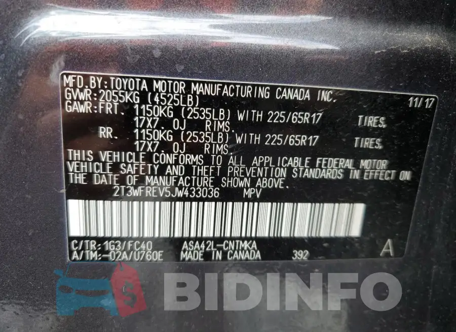 2T3WFREV5JW433036 Photo# 14