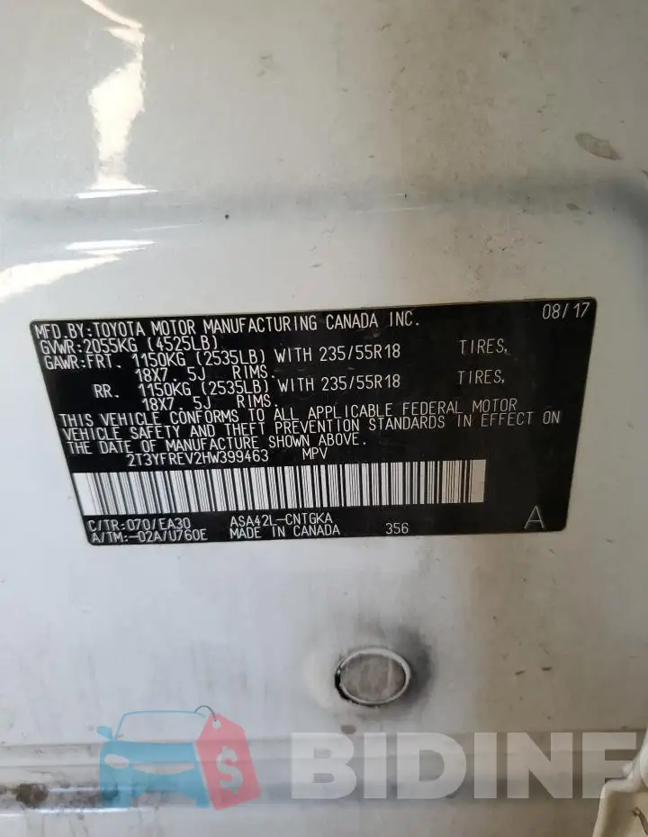2T3YFREV2HW399463 Photo# 14