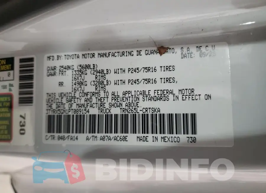 3TYRX5GN1PT089154 Photo# 12