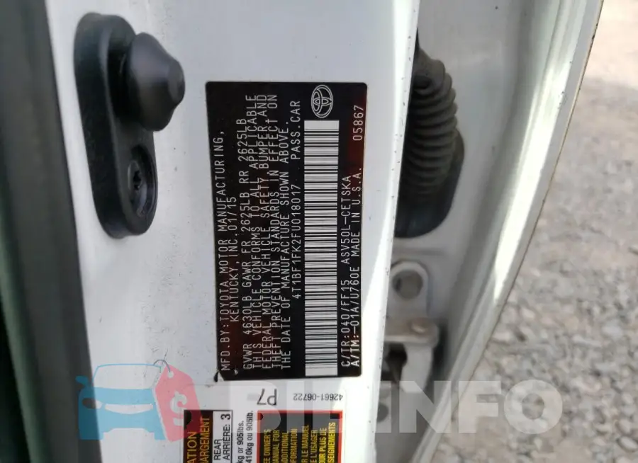 4T1BF1FK2FU018017 Photo# 12