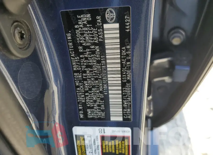 4T1BK1EB7FU181811 Photo# 12