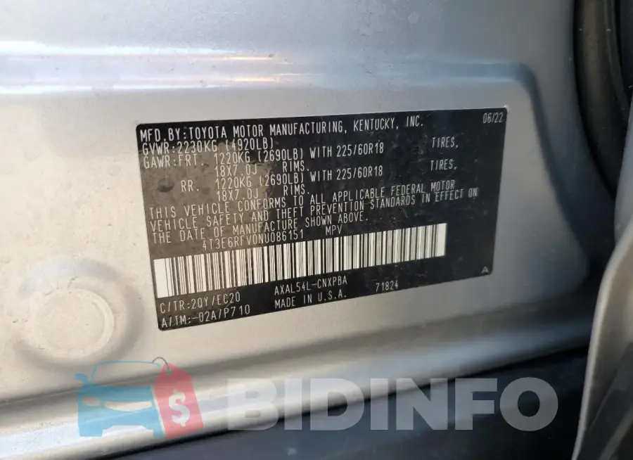 4T3E6RFV0NU086151 Photo# 13