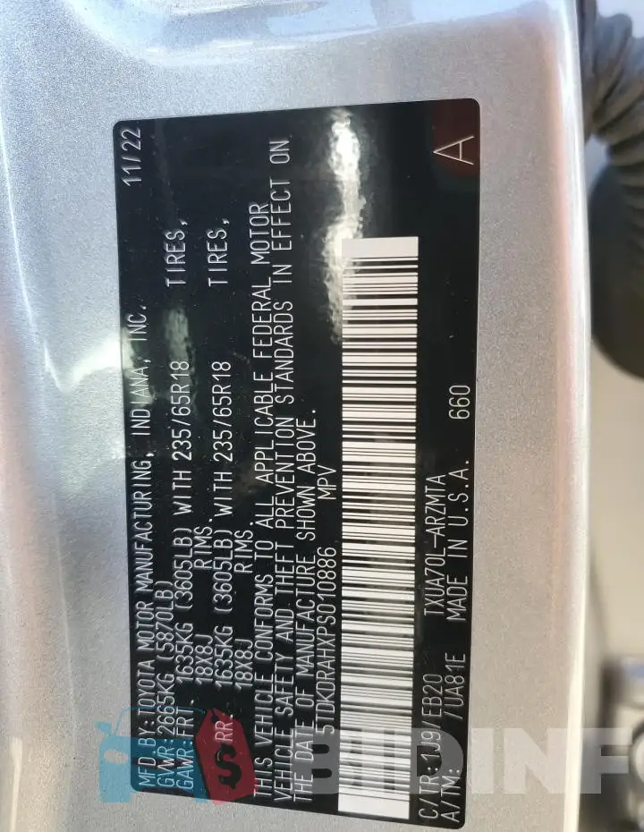 5TDKDRAHXPS010886 Photo# 13