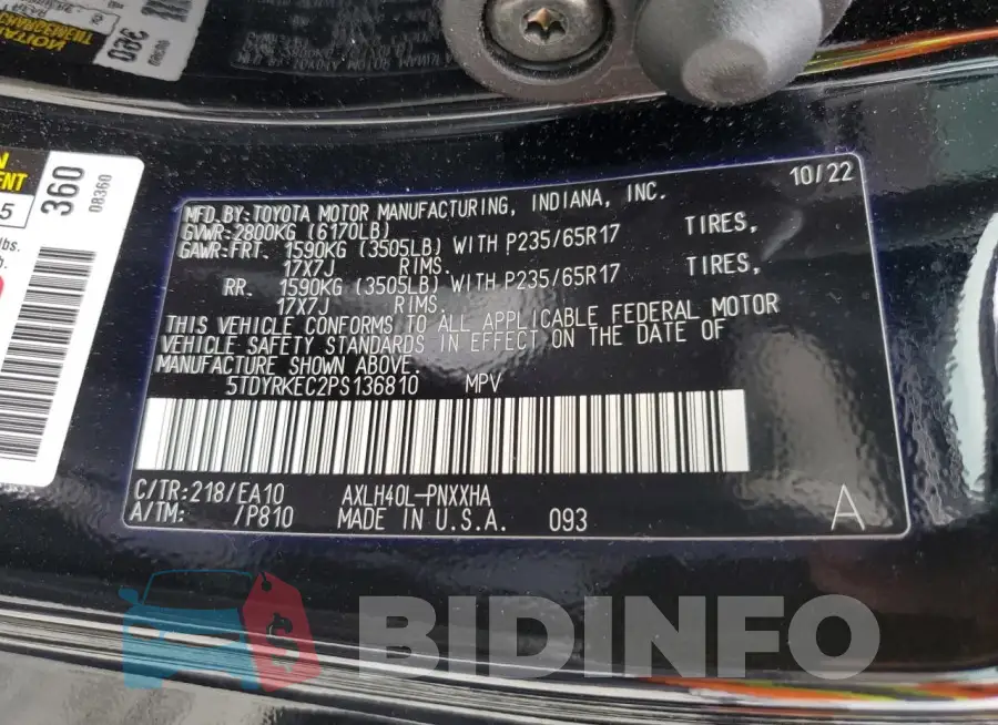 5TDYRKEC2PS136810 Photo# 13