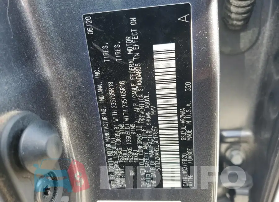 5TDZZRAH2LS017857 Photo# 13
