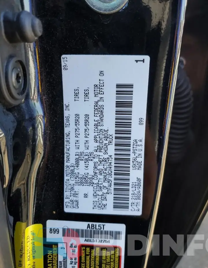 5TFAW5F10GX494734 Photo# 12