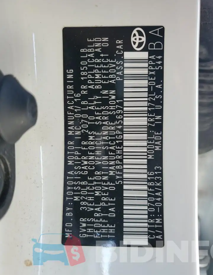 5YFBPRHE1GP456971 Photo# 13