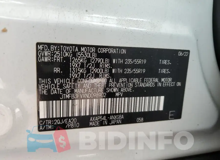 JTMFB3FVXND098902 Photo# 14