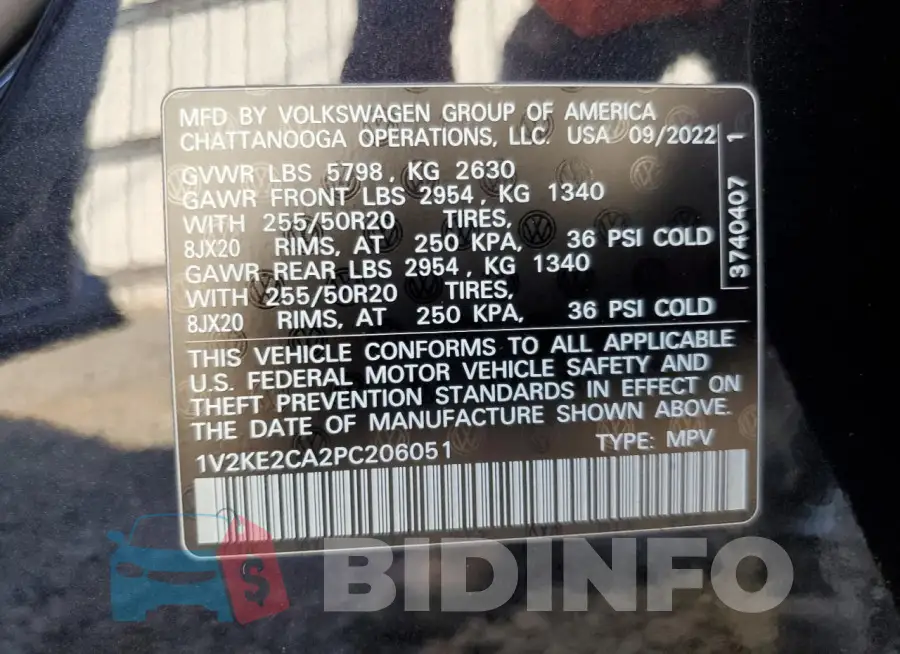 1V2KE2CA2PC206051 Photo# 13