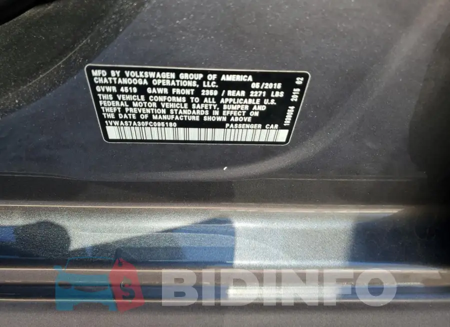 1VWAS7A30FC095180 Photo# 12