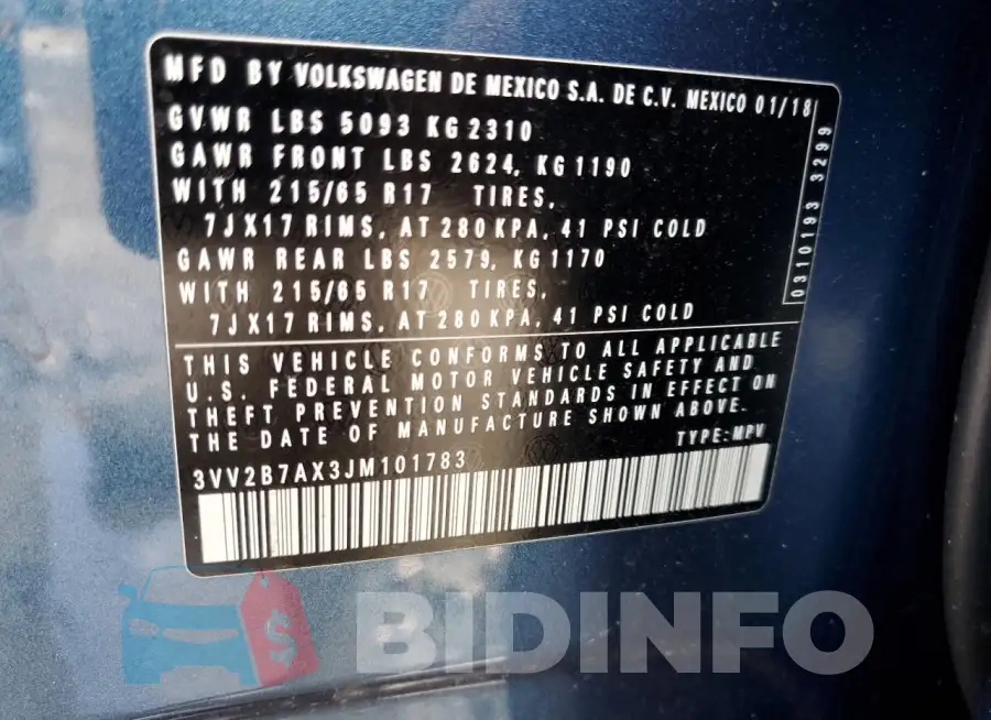 3VV2B7AX3JM101783 Photo# 12