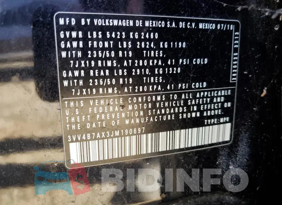 3VV4B7AX3JM190697 Photo# 13