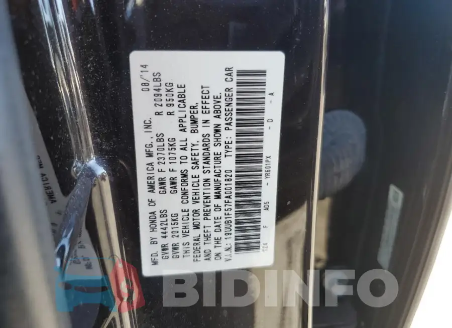 19UUB1F57FA001820 Photo# 12