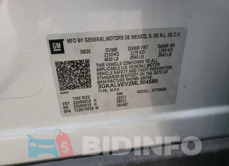3GKALVEV2ML304585 Photo# 13