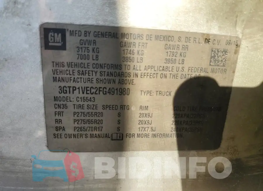 3GTP1VEC2FG491980 Photo# 12