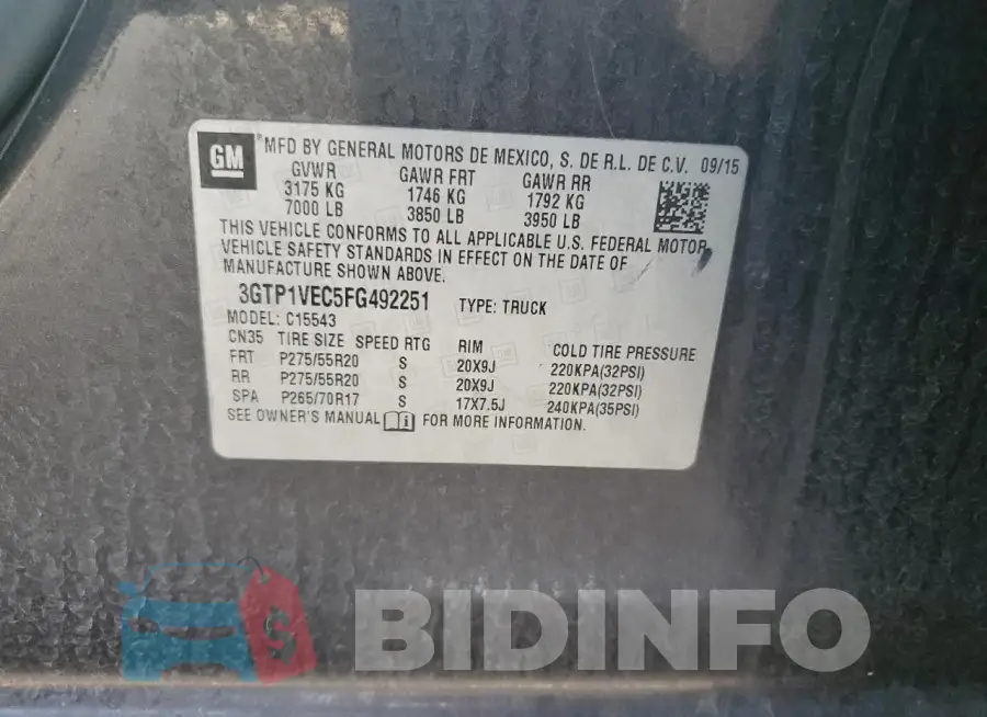 3GTP1VEC5FG492251 Photo# 12