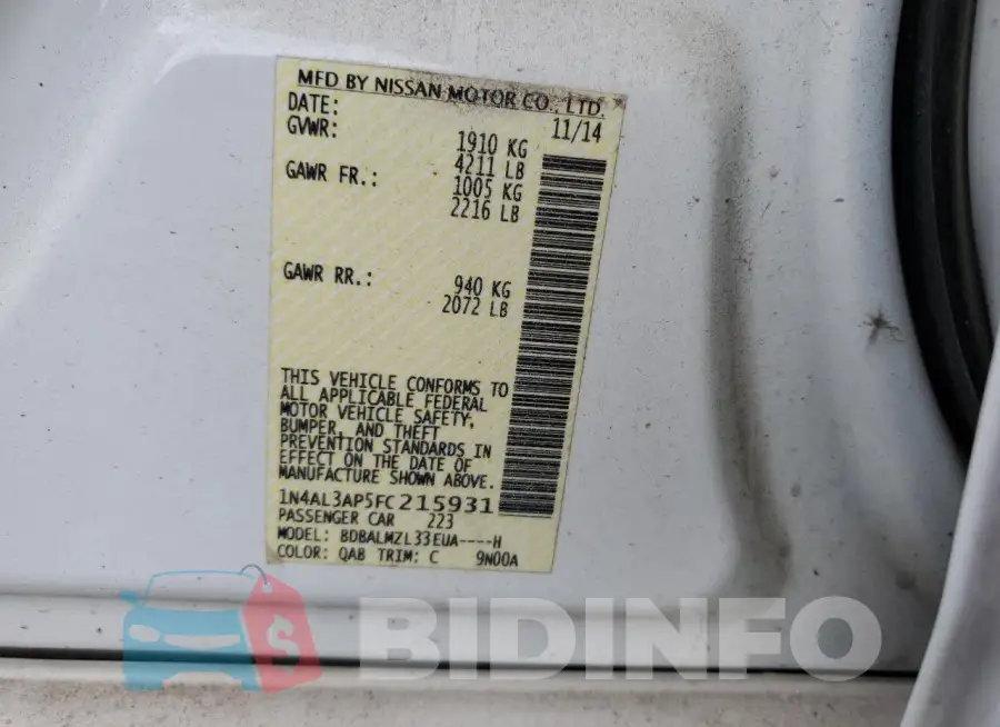 1N4AL3AP5FC215931 Photo# 12