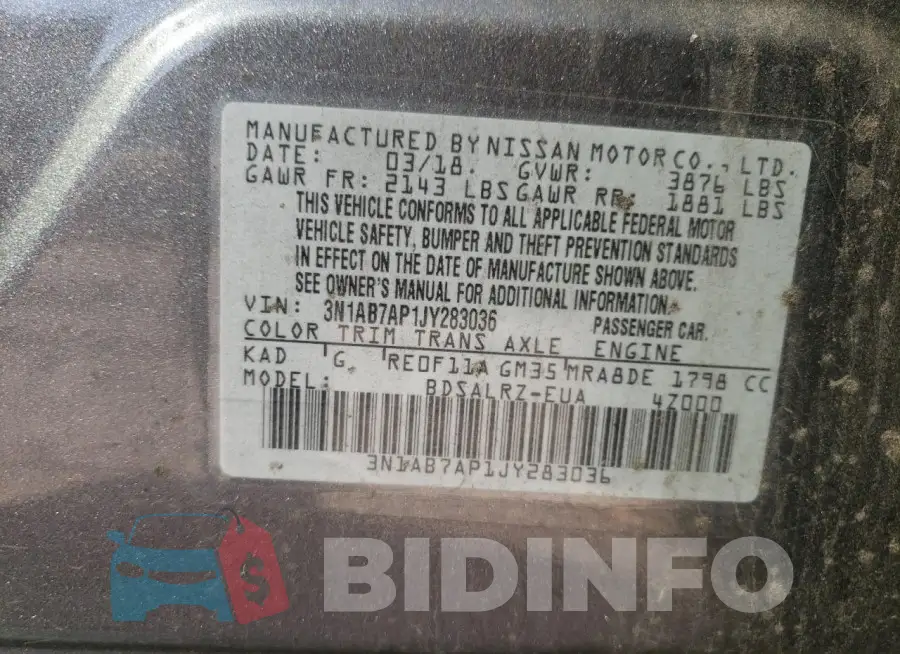 3N1AB7AP1JY283036 Photo# 12