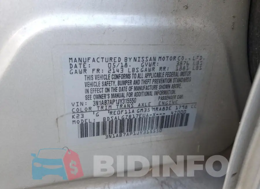 3N1AB7AP1JY315550 Photo# 12