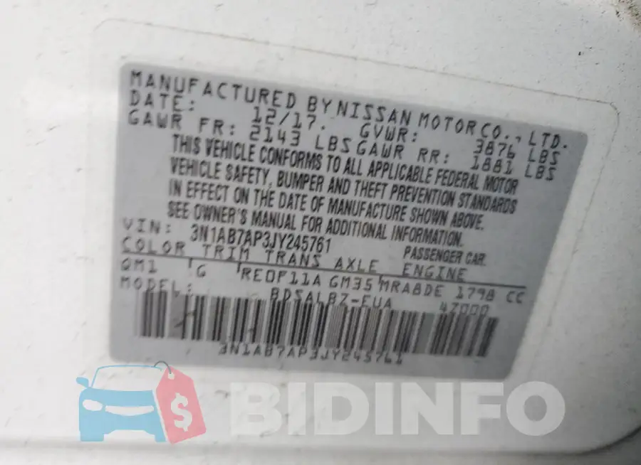 3N1AB7AP3JY245761 Photo# 12
