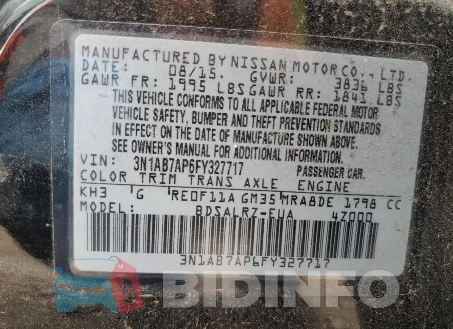 3N1AB7AP6FY327717 Photo# 12