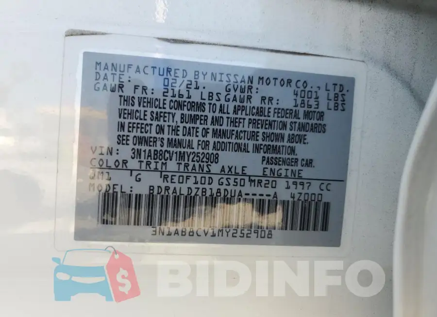 3N1AB8CV1MY252908 Photo# 13