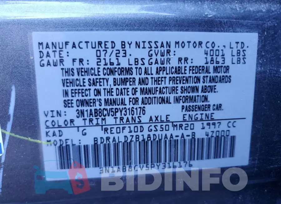 3N1AB8CV5PY316176 Photo# 12