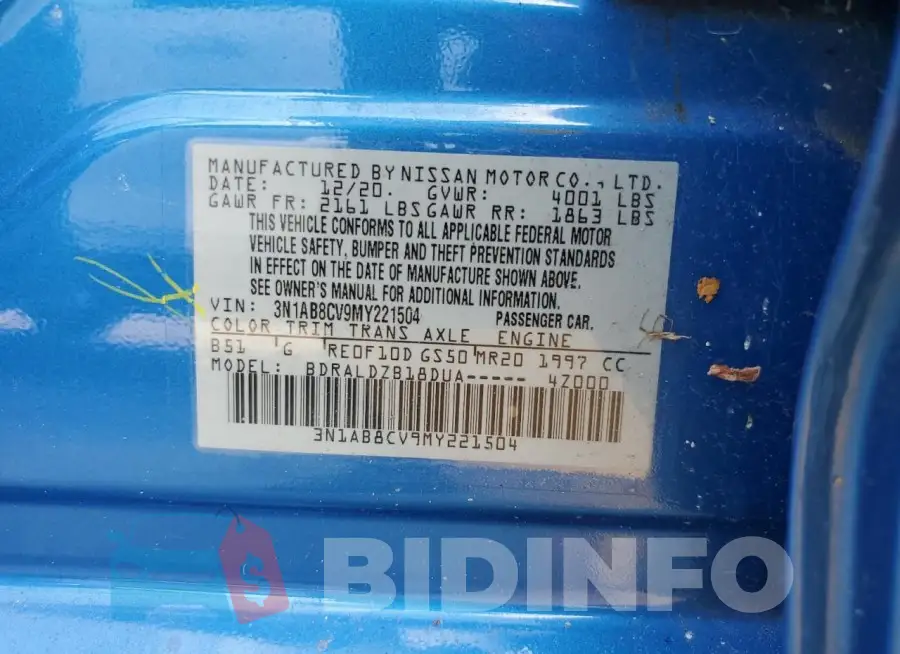 3N1AB8CV9MY221504 Photo# 12