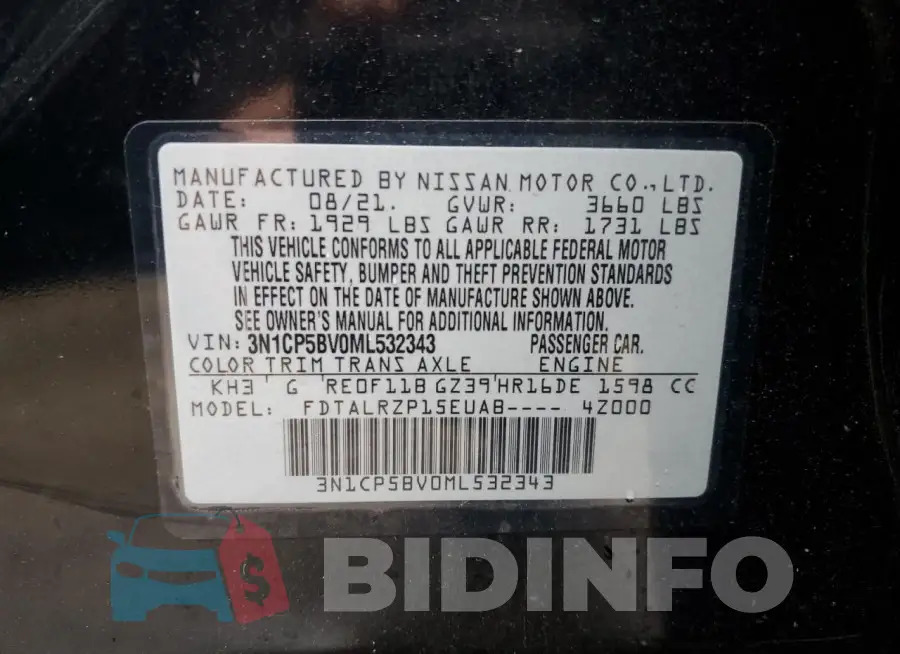 3N1CP5BV0ML532343 Photo# 13