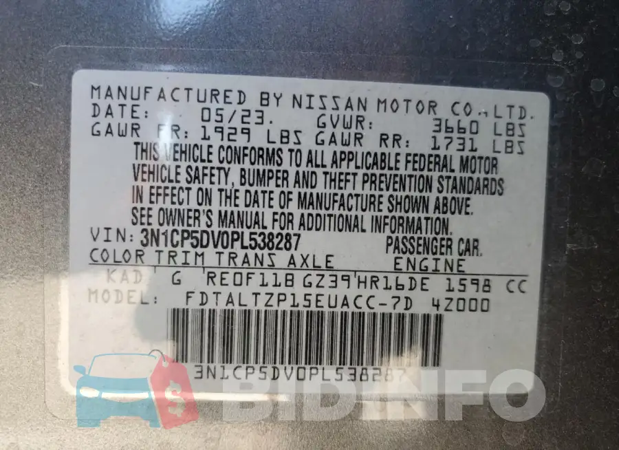 3N1CP5DV0PL538287 Photo# 12