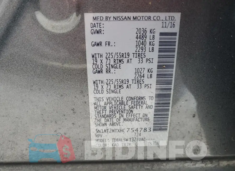 5N1AT2MTXHC754783 Photo# 13