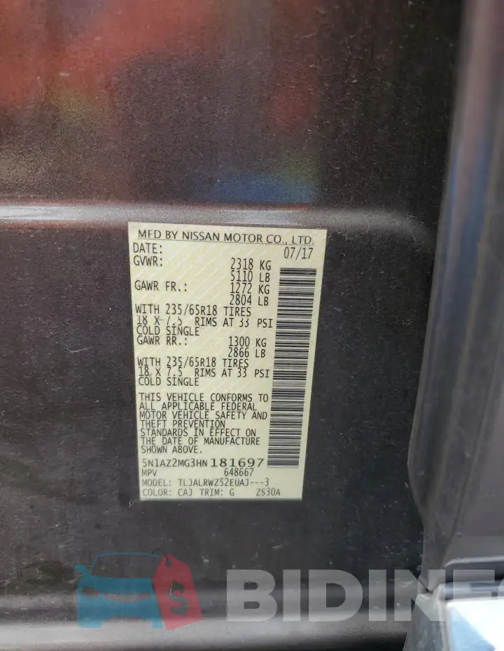 5N1AZ2MG3HN181697 Photo# 13