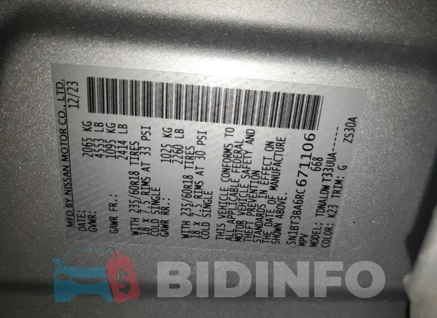 5N1BT3BA6RC671106 Photo# 13
