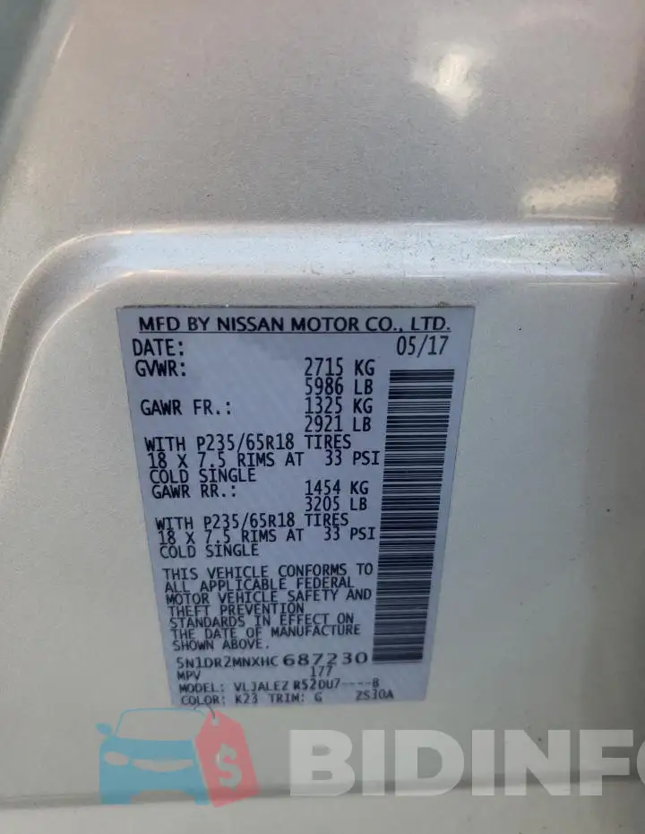 5N1DR2MNXHC687230 Photo# 13
