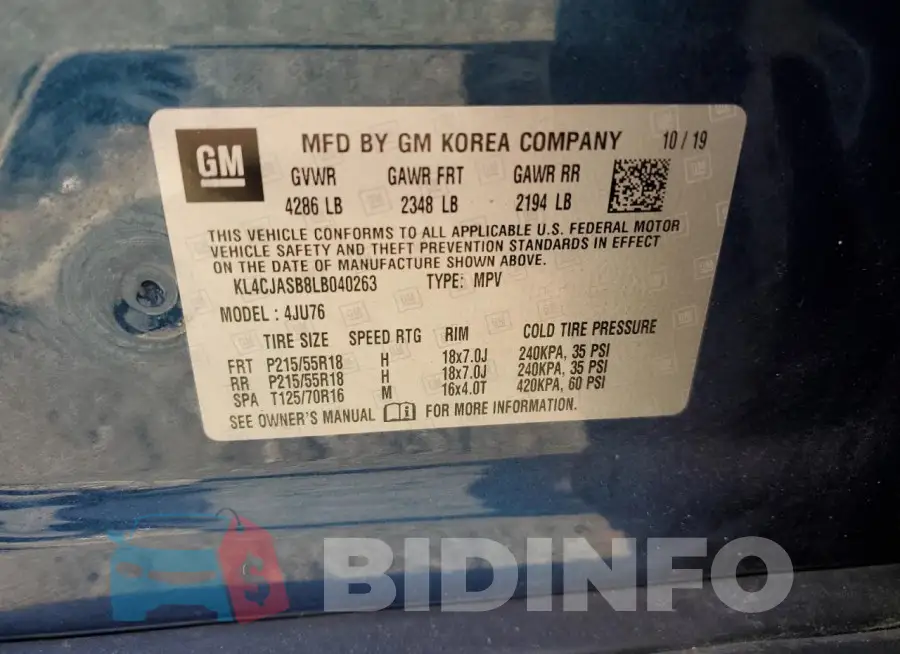 KL4CJASB8LB040263 Photo# 13