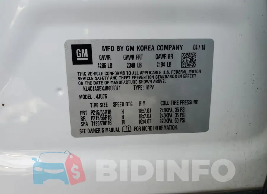 KL4CJASBXJB688071 Photo# 13