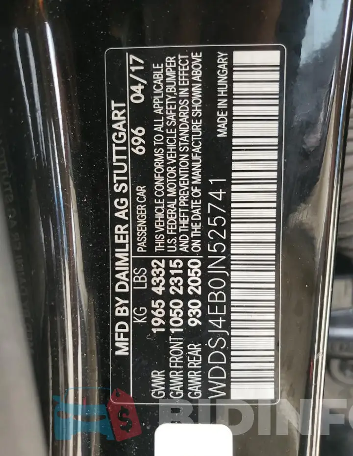 WDDSJ4EB0JN525741 Photo# 13