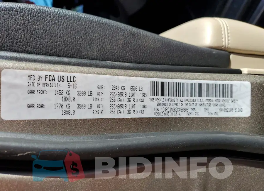 1C4RDJAG6GC458809 Photo# 13