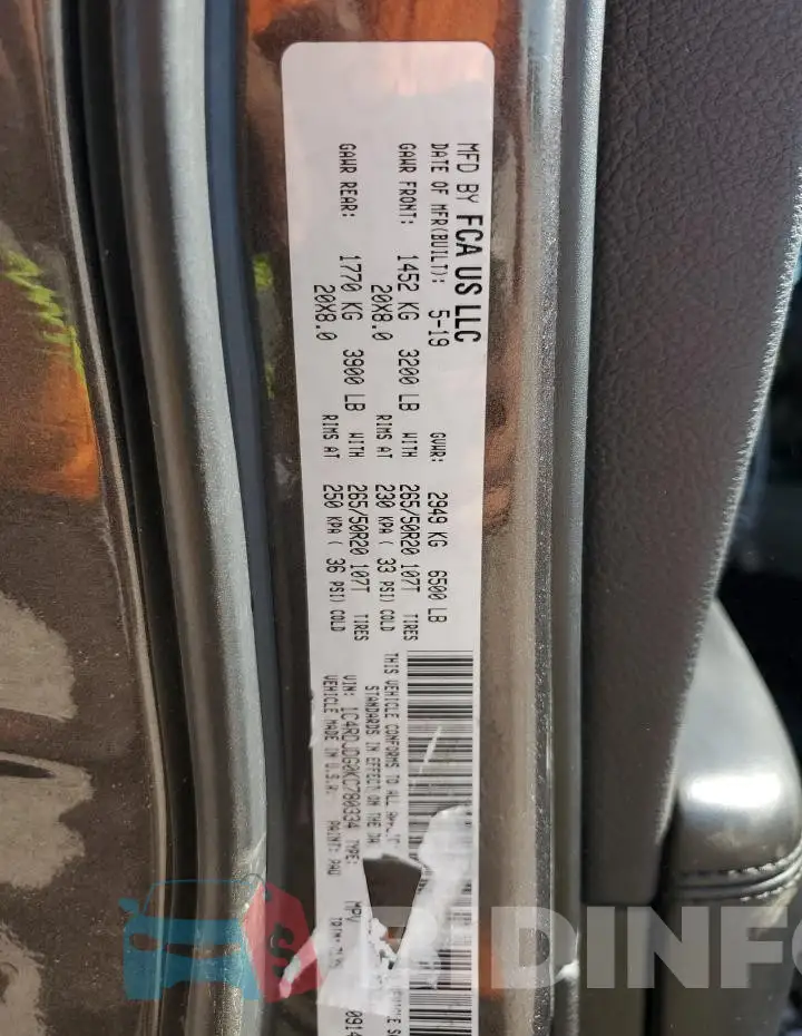 1C4RDJDG0KC780334 Photo# 13