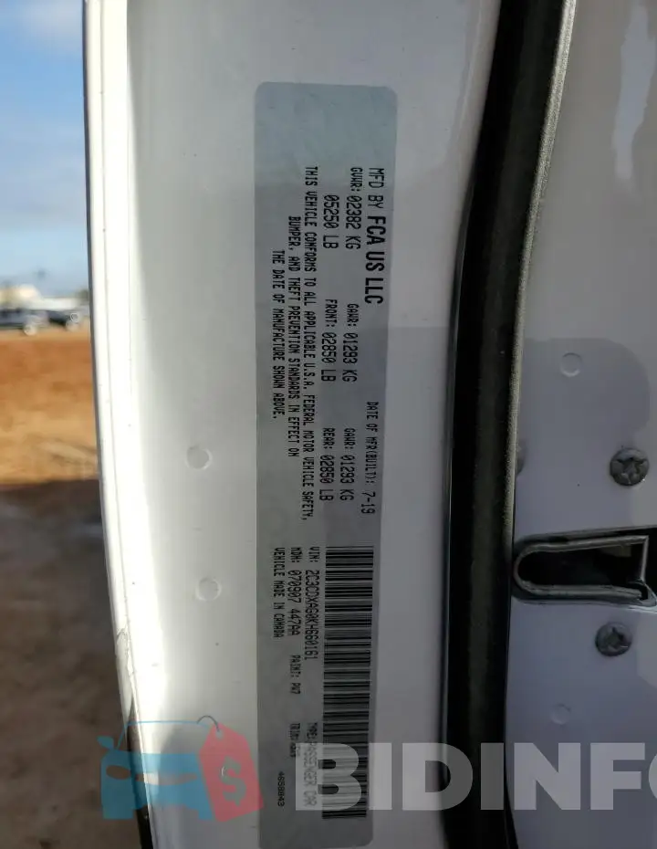 2C3CDXAG0KH660161 Photo# 13