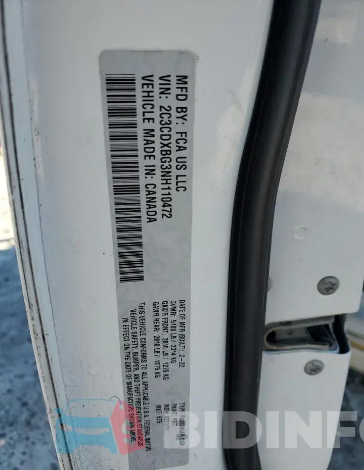 2C3CDXBG3NH110472 Photo# 12