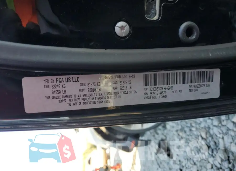 2C3CDZAG4KH642080 Photo# 12