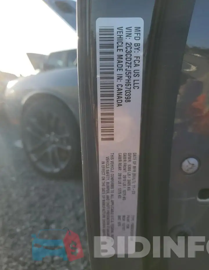 2C3CDZFJ5PH670398 Photo# 13